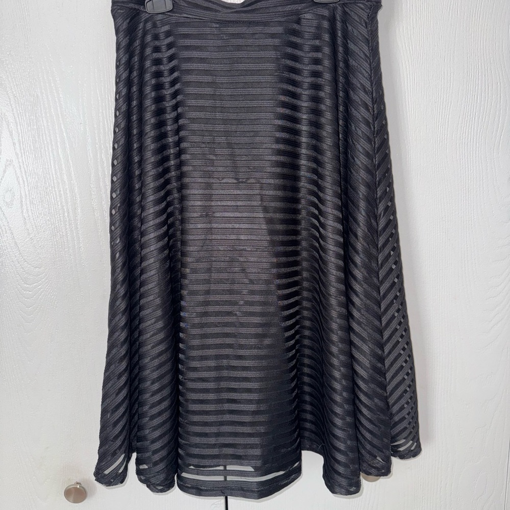 Elegant Black Sheer Striped Skirt